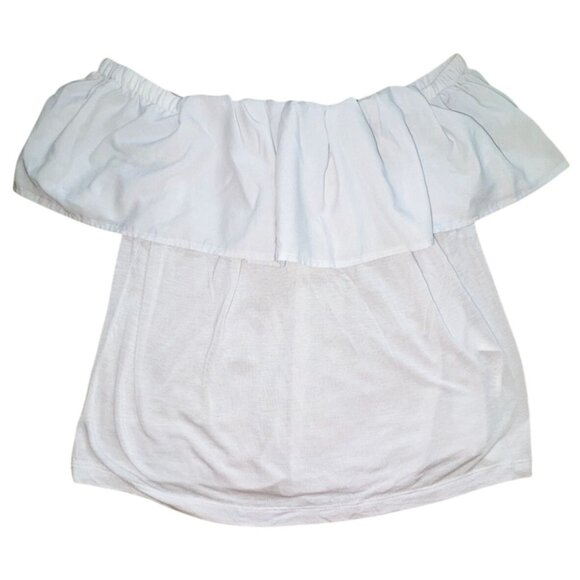 French Connection Off The Shoulder Light Weight Ruffled Blouse-Gray-Size Small-G - Picture 1 of 6